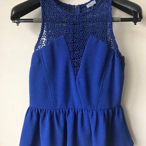 Abbeline Sleeveless Crochet Peplum Top